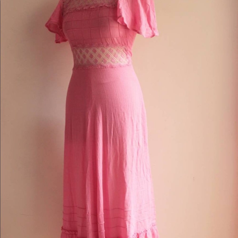 Vintage pink cotton maxi dress - Picture 6 of 9